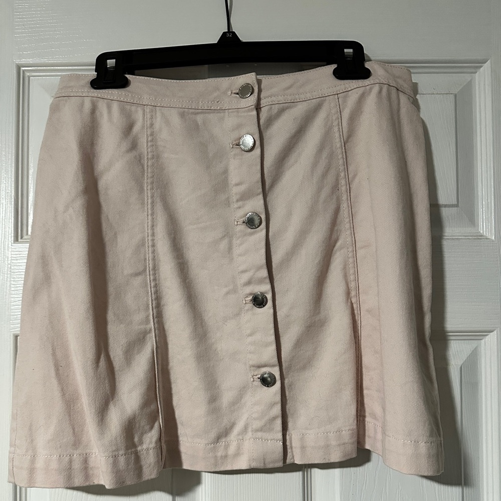 pink h&m button up skirt